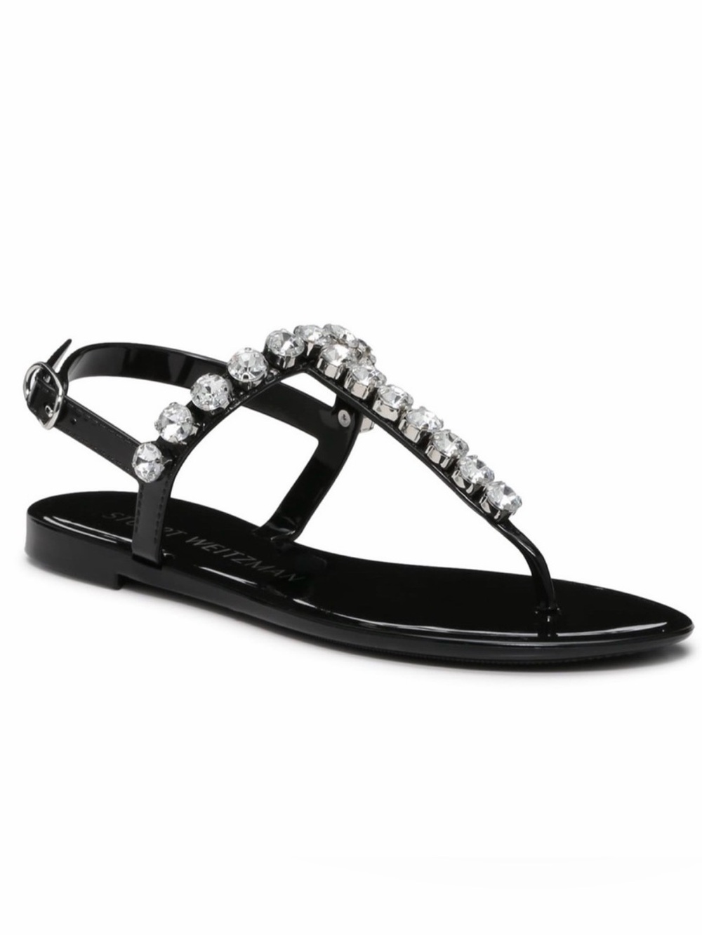 Stuart Weitzman crystal jelly sandal 7 black